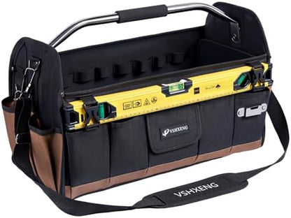 22 Inch Tool Bag, Foldable 19 Pockets Tool Tote Bags with Tool Organizer with Adjustable Shoulder Strap, Easy Carry and Easy Tool Access Open Top Tool Bag by Unknown