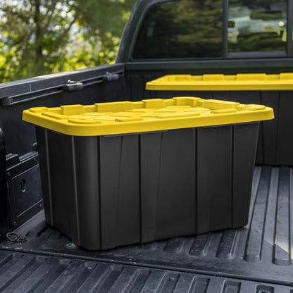 6-Pack Industrial Tote, 27 Gallon Stackable Plastic Storage Bins with Lids - Image 4