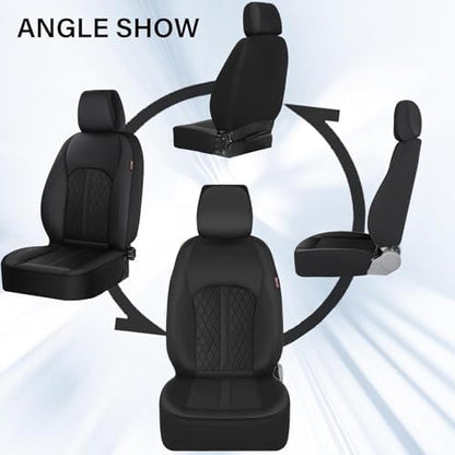 Coverado Universal Leather Seat Covers Front Seats, Front Seat Covers for SUV, Pickup Truck, Sedan, Automotive Vehicle Interior, Waterproof and Durable All Weather Protector，Black - Image 5