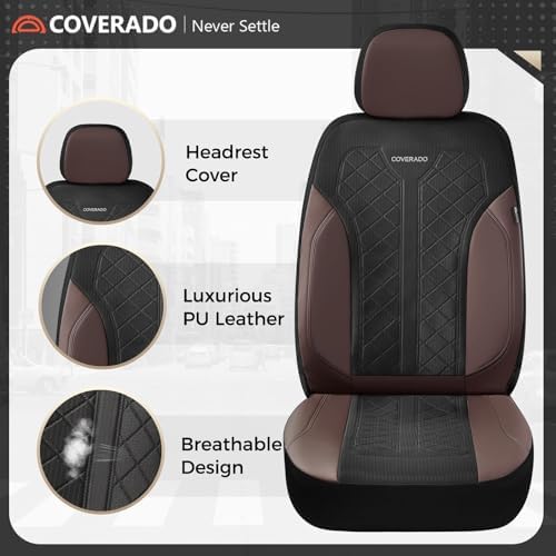 Coverado Automotive Car Seat Cover for 2 Seats,Front Seat Covers, Seat Covers 2-Pack, Driver Car Seat Protectors Universal Fit for Most Vehicles, SUV, Truck, Sedan - Image 2