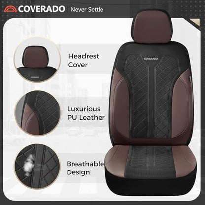 Coverado Automotive Car Seat Cover for 2 Seats,Front Seat Covers, Seat Covers 2-Pack, Driver Car Seat Protectors Universal Fit for Most Vehicles, SUV, Truck, Sedan - Image 2