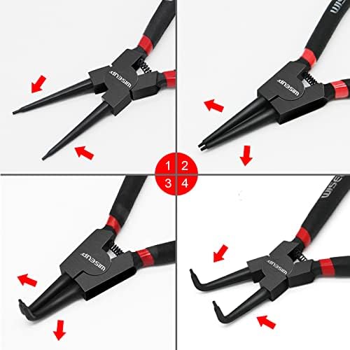 WISEUP Circlip Pliers 7 inch, Bent Internal Tips (Tip Diameter 1/20") Snap Ring Pliers Heavy Duty for C Clip Remover Retaining - Image 5