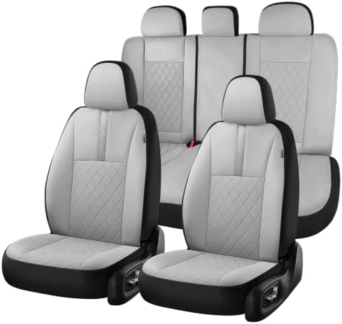 Coverado Car Seat Covers Full Set, Automotive Leather Seat Covers for Car，Universal Fit Front Back Seat Cover, Non-Slip Waterproof Breathable Car Seat Protector by COVERADOAUTO