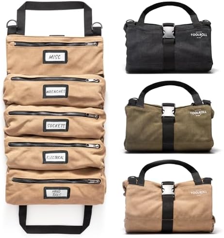 Official Legacy Tool Roll Bag, 5-Pocket, 20 x 12 in, Khaki, Made in USA by OfficialToolRoll