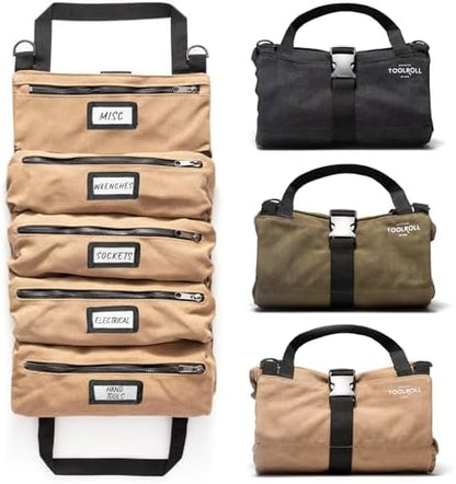 Official Legacy Tool Roll Bag, 5-Pocket, 20 x 12 in, Khaki, Made in USA by OfficialToolRoll