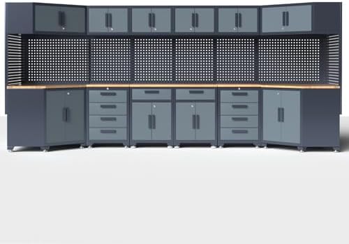 Garage Storage Cabinet System, 2×8Pcs, Black and Grey by Tsnritor