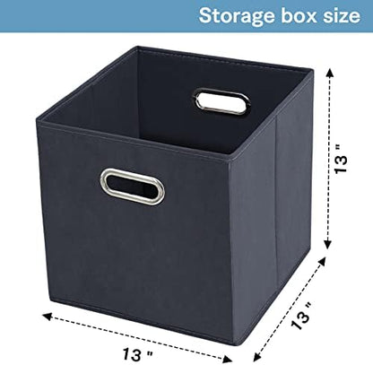 Black Fabric Cubby Storage Bins,13x13x13 Inches ,Cube Organizer Bin Foldable Storage Boxes with Dual Handles Fabric Organizer Box and collapsible Storage basket,Set of 3,Grey - Image 2