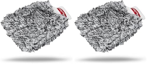 Maxshine Universal Black & White Microfiber Wash Mitt – Premium Scratch-Free, Lint-Free Mitt for Washing Cars, Trucks & Motorcycles – Reusable Auto Detailing Accessory (Pack of 2) by Maxshine