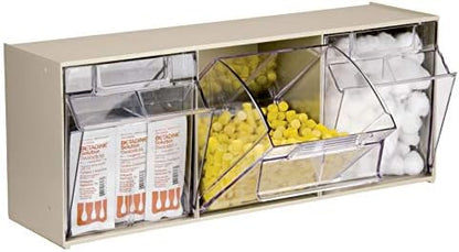 Akro-Mils TiltView Plastic Storage Cabinet with 3 Tilt Out Bins, Horizontal Plastic Parts Organizer, Teacher Toolbox, and Office Supply Organizer, 23-5/8" W x 9-7/16" H x 7-7/8" D, Stone - Image 4