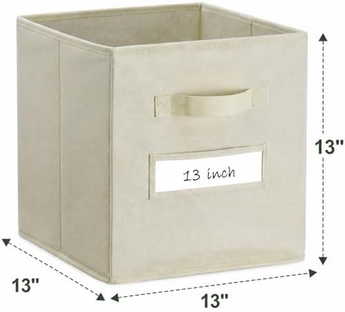 Storage Bins,13" Cube Storage Bin with Labels,10pcs,Beige - Image 3
