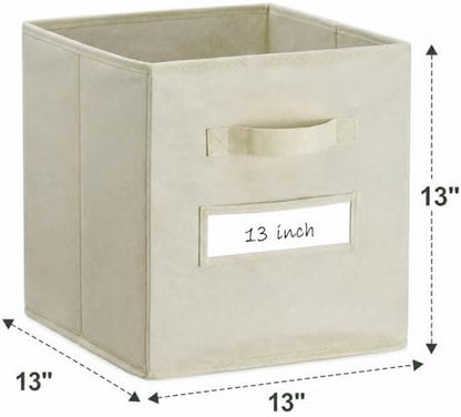 Storage Bins,13" Cube Storage Bin with Labels,10pcs,Beige - Image 3
