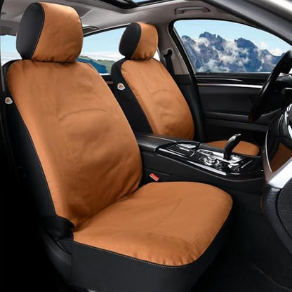 Coverado Car Seat Covers Front, Canvas Universal Seat Covers for Cars, 2-Pack Car Seat Cushions, Auto Seats Protectors for Kids & Dogs, Driver Seat Covers Fit for Most Vehicles Trucks SUVs/Khaki - Image 6