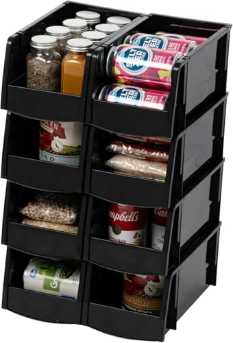 IRIS USA 8-Pack, Medium Stackable Storage Bins, Black by IRISUSA