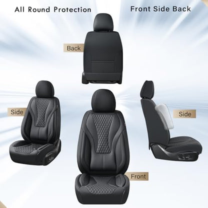 Coverado Waterproof Nappa Leather Car Seat Covers, Automotive Seat Covers，Front Car Seat Cushion & Car Seat Protector, Black Seat Covers Universal Fit for Most Cars, SUVs, Trucks - Image 6
