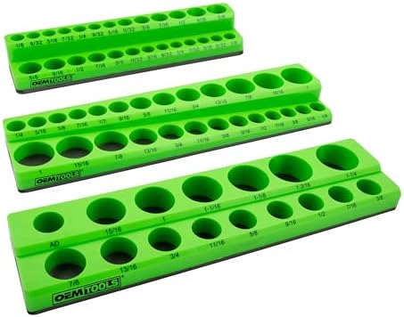 OEMTOOLS 3-Pc Magnetic Socket Organizer for 68 Deep & Shallow SAE Sockets by OEMTOOLS