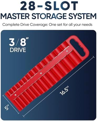 Reniteco Magnetic Socket Organizer, 3/8" Drive, 28-Socket Rail - Image 4