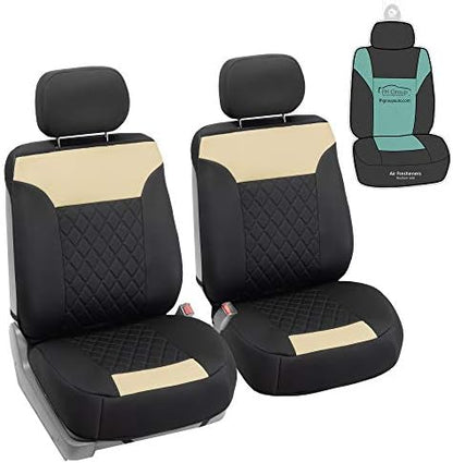 FH Group Car Seat Cover Cushion - 2 Pack Seat Covers for Cars Trucks SUV, Beige Black Neosupreme Car Seat Cushions, Car Seat Cover Cushion, Universal Fit Car Seat Protector by FHGroup