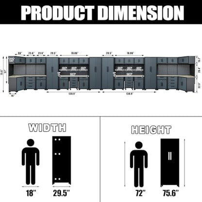 35PCS Garage Cabinets and Storage System, Black Grey - Image 3