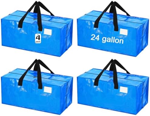 4 Pcs 24 Gallon Extra Large Moving Bags Heavy Duty Storage Bag by Clysee