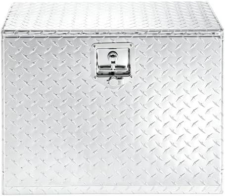 TUFFIOM Truck Bed Tool Box, 24"×17"×18" Heavy Duty Aluminum Diamond Plate Trailer Tool Box w/Lock Keys, Underbody Truck Box, Tool Storage Organizer Chest for Pick up,ATV,RV Trailer - Image 3