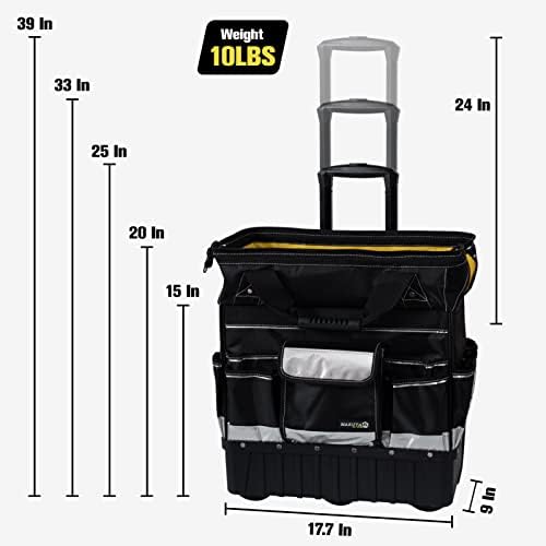 MARUTAI 18in Rolling Tool Bag with Wheels, 29 Pocket Organizer for Jobsites - Image 6