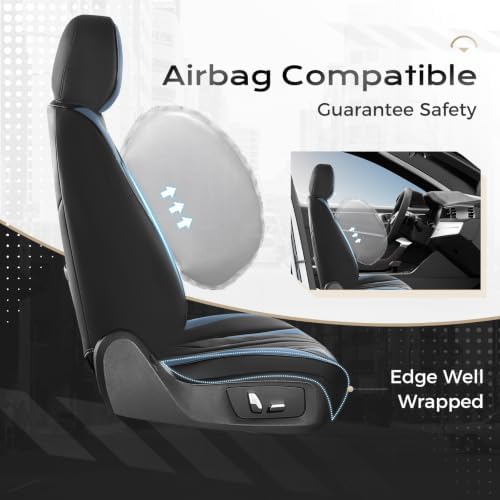 Coverado Car Seat Covers Full Set, Seat Covers for Cars, Front Seat Covers and Back Seat Cover Waterproof Leather Automotive Seat Cover, Universal Car Interior Protectors Cushion for Most Cars - Image 4