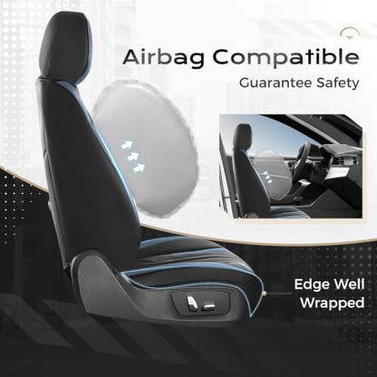 Coverado Car Seat Covers Full Set, Seat Covers for Cars, Front Seat Covers and Back Seat Cover Waterproof Leather Automotive Seat Cover, Universal Car Interior Protectors Cushion for Most Cars - Image 4