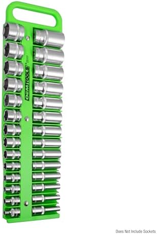 OEMTOOLS 23116 1/4" Drive Portable Magnetic Socket Organizer Tray, Magnetic Socket Holders Organizers For Tool Box, Shop, Or Garage, Holds Up To 26 Tools, Metric/SAE, Green - Image 2