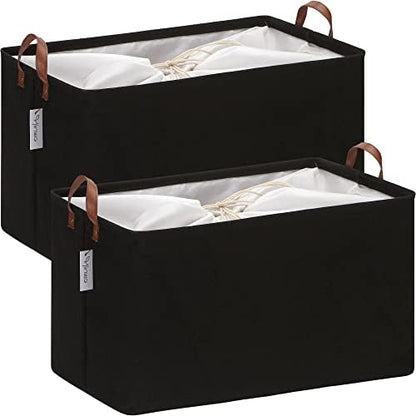 Hinwo 70L Extra Large Canvas Storage Bin with Lid and Handles, 2-Pack by Hinwo