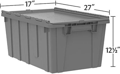 Buckhorn AR2717120209000 Industrial Plastic Stackable Storage KeepBox Tote Container with Hinged Attached Lid, 27-Inch L x 17-Inch W x 12-Inch H, Blue - Image 4