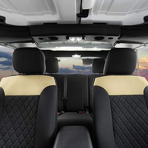FH Group Car Seat Cover Cushion - 2 Pack Seat Covers for Cars Trucks SUV, Beige Black Neosupreme Car Seat Cushions, Car Seat Cover Cushion, Universal Fit Car Seat Protector - Image 4