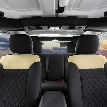 FH Group Car Seat Cover Cushion - 2 Pack Seat Covers for Cars Trucks SUV, Beige Black Neosupreme Car Seat Cushions, Car Seat Cover Cushion, Universal Fit Car Seat Protector - Image 4