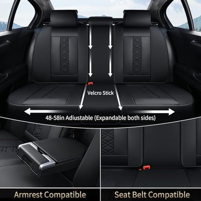FLORICH Seat Covers, Atomutive Car Seat Covers Full Sets, Waterproof Seat Cover for Cars, Luxury Leather Universal Seat Cover Accessories Fit for Most Cars SUV Truck Sedans(Black) - Image 5