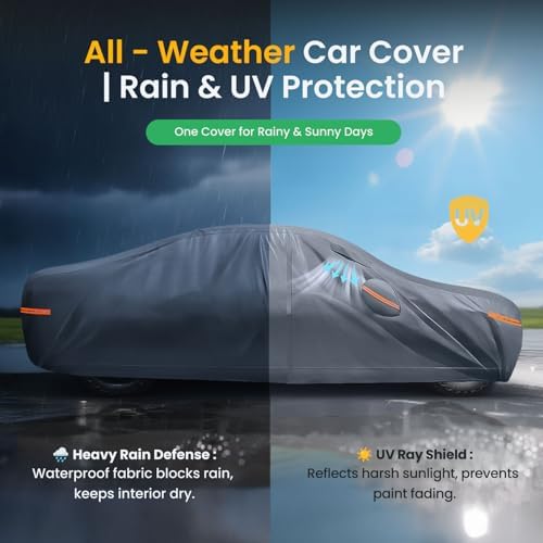 Waterproof Benz CLK 200 280 320 350 430 500 Car Cover with Breathable Vents, [Upgrade] Premium Covers with Cotton Liner and Zipper Door,Sun Rain Snow Dust Uv Protection.(Gift with Towel) - Image 4