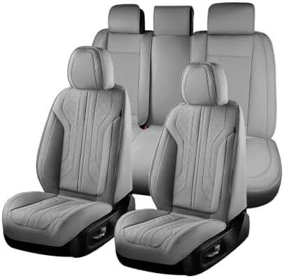 Coverado Car Seat Covers Full Set, Seat Covers for Cars, Front Seat Covers and Back Seat Cover Waterproof Leather Automotive Seat Cover, Universal Car Interior Protectors Cushion for Most Cars by COVERADOAUTO