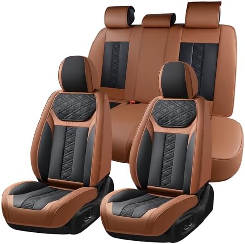 FLORICH Seat Covers, Atomutive Car Seat Covers Full Sets, Waterproof Seat Cover for Cars, Luxury Leather Universal Seat Cover Accessories Fit for Most Cars SUV Truck Sedans(Brown) by FLORICH