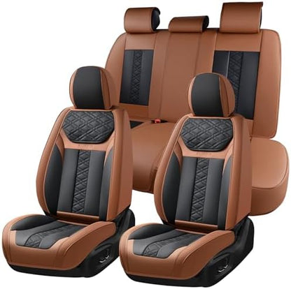 FLORICH Seat Covers, Atomutive Car Seat Covers Full Sets, Waterproof Seat Cover for Cars, Luxury Leather Universal Seat Cover Accessories Fit for Most Cars SUV Truck Sedans(Brown) by FLORICH