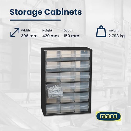 Raaco Steel Storage Cabinet, Standard 18-Drawer (C9-18) - Nuts & Bolts - Image 4