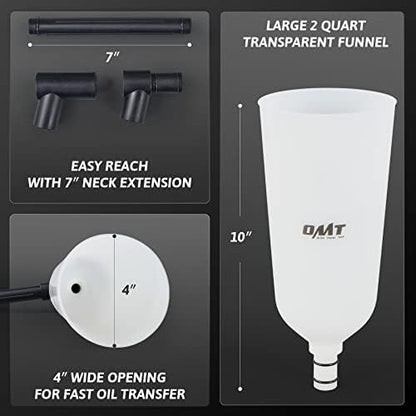 OMT Engine Oil Funnel Set, 2-Quart Spill-Free Filling Kit, 8 Adapters - Image 5