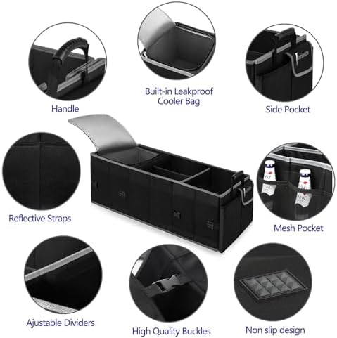 Trunk Organizer and Storage with Built-In Insulated Leak Proof Cooler Bag - Image 4