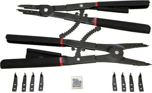 8MILELAKE Heavy Duty Circlip Pliers,16" Snap Ring Pliers Set External and Internal Pliers, Straight, 45°90° Tips - Image 4