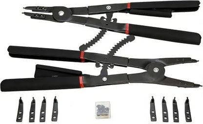 8MILELAKE Heavy Duty Circlip Pliers,16" Snap Ring Pliers Set External and Internal Pliers, Straight, 45°90° Tips - Image 4