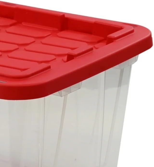 27 Gallon Clear Plastic Storage Bin with Red Lid, Storage for all ages - Image 4
