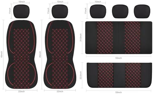 YGL Breathble Car Seat Covers Front Set, Washable Seat Covers for Cars, Premium Cloth Car Seat Protectors, Interior Covers for Cars, Sedan Van Truck SUV(Black/Red) - Image 6