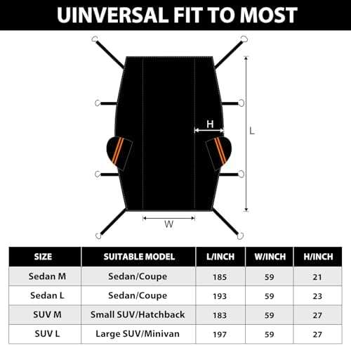 Half Car Cover Sedan M, Car Snow Cover for Windshield & Sunroof Protection with Soft Lining, Top Only Partial Cover for Convertible - Image 5