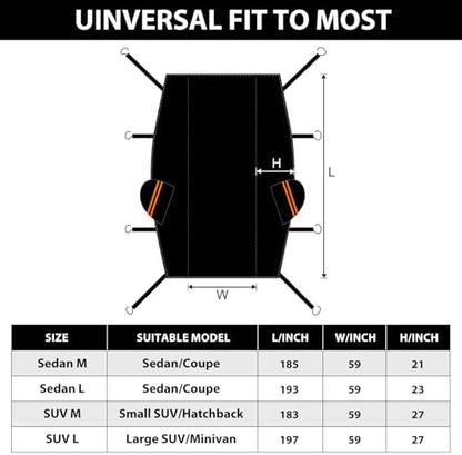 Half Car Cover Sedan M, Car Snow Cover for Windshield & Sunroof Protection with Soft Lining, Top Only Partial Cover for Convertible - Image 5