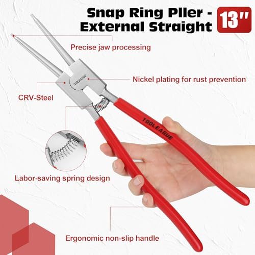 TOOLEAGUE 13" Large Snap Ring Pliers, Straight External Circlip Pliers,1 Pc - Image 2