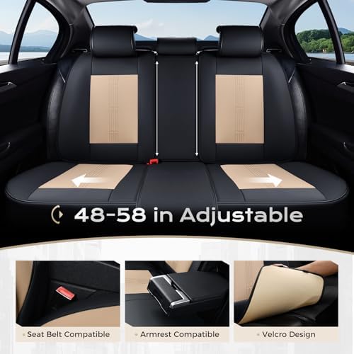 Coverado Car Seat Covers Full Set, Front Seat Covers with Lumbar Support and Back Seat Cover Waterproof Leather Automotive Seat Cover, Universal Car Interior Protectors Cushion for Most Cars - Image 6