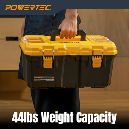POWERTEC 19-Inch Tool Box with Trays - Lockable, Metal Latch, Organizer, Portable Storage for Tools, Small or Mid-Sized Parts (72362) - Image 5