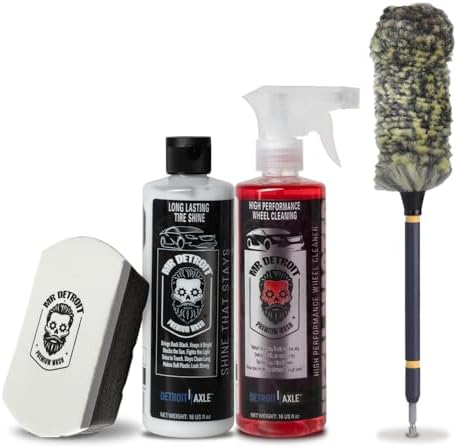Mr. Detroit - 4pc Wheel & Tire Care Kit Powerful Wheel Cleaner, High-Gloss by Unknown